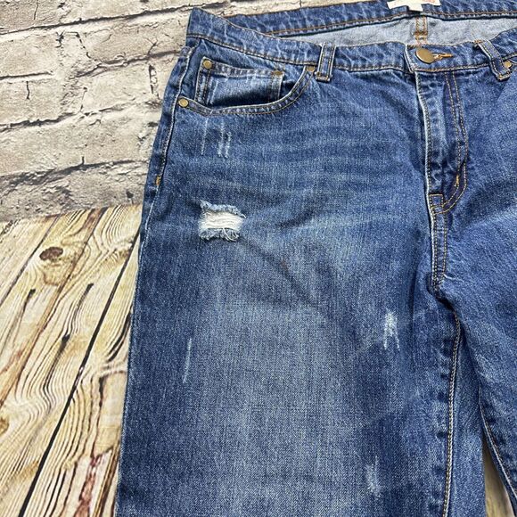 Gianni Bini Jeans‎ Womens Large Blue Distressed Straight Fit Denim Pants - Picture 4 of 14